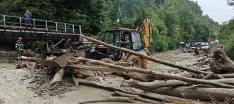 Felhőszakadás Beszterce-Naszód megyében: Fa és hordalék zárta el az országutat